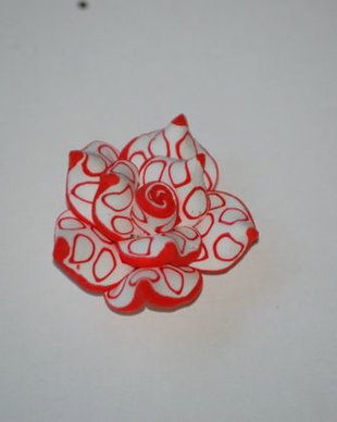 LFF259 - floare fimo rosu cu alb