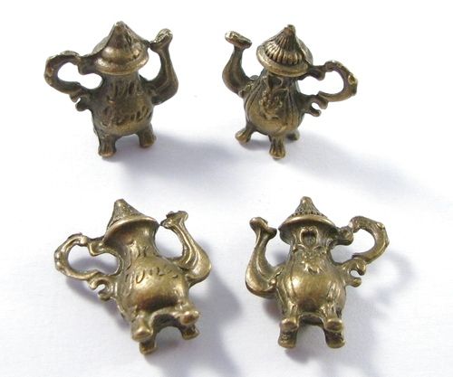 4buc Charms ceainic bronz 3D - 2887