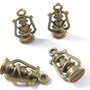 4buc Charms felinar bronz 3D - 2888
