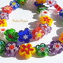Millefiori in forma de floare aprox 3.5-4.5x10-11 mm