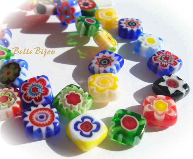 Millefiori romb aprox 3x8x8 mm