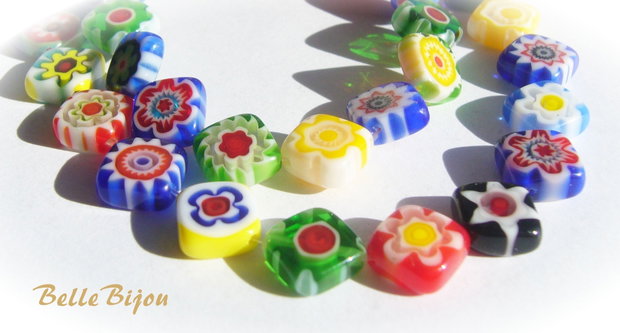 Millefiori romb aprox 3x8x8 mm