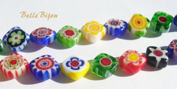 Millefiori romb aprox 3x8x8 mm