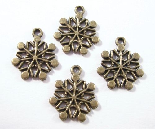 4buc Charms fulg de nea bronz antic - 2897