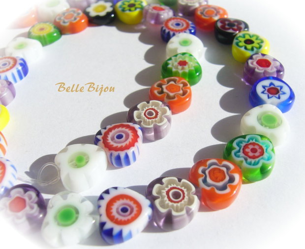 Millefiori inimioare aprox 3.5-4x10x10 mm
