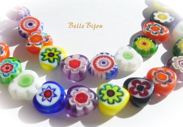Millefiori inimioare aprox 3.5-4x10x10 mm