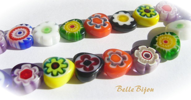 Millefiori inimioare aprox 3.5-4x10x10 mm