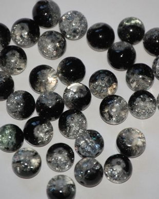 LMC803 - margele sticla crackle negre