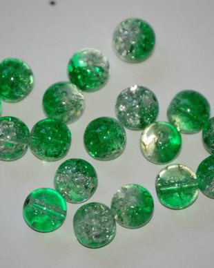 LMC806 - margele sticla crackle verzi