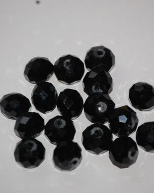 LMS102 - margele sticla fatetate negre, 10 mm