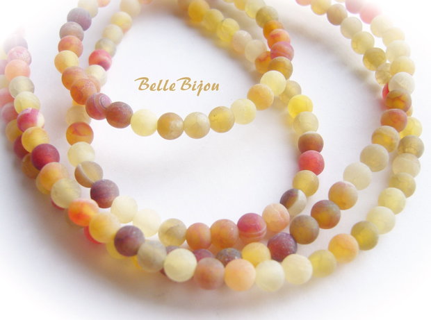 Agate frosted mix de culori tomnatice aprox 4.5 mm