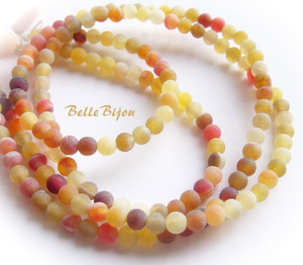 Agate frosted mix de culori tomnatice aprox 4.5 mm