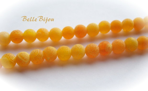 Agate frosted portocalii aprox 6 mm