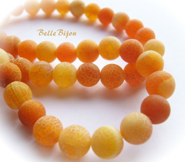 Agate frosted portocalii aprox 8 mm