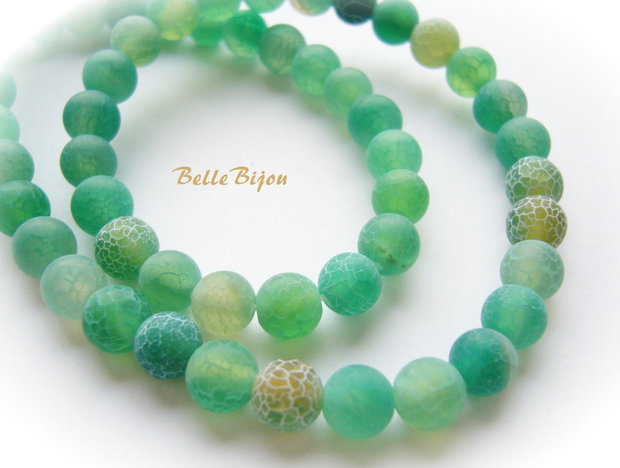 Agate frosted verzi aprox 6 mm