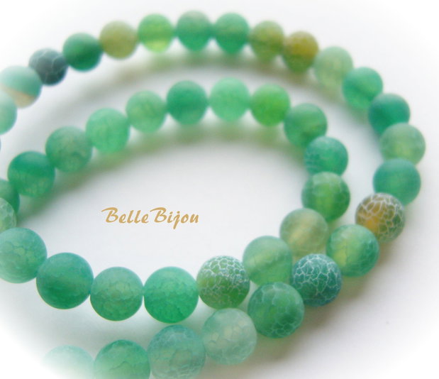 Agate frosted verzi aprox 6 mm