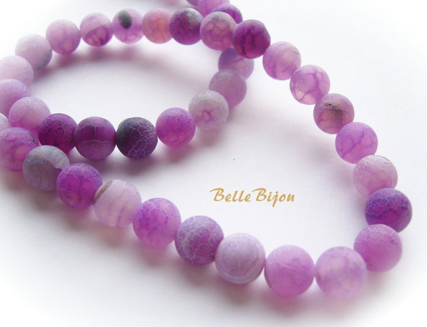 Agate frosted mov-lila aprox 8 mm