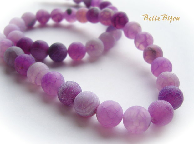 Agate frosted mov-lila aprox 8 mm