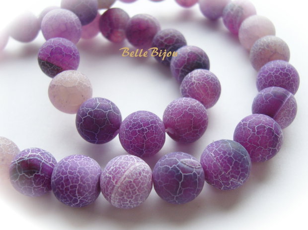 Agate frosted mov-lila aprox 10 mm