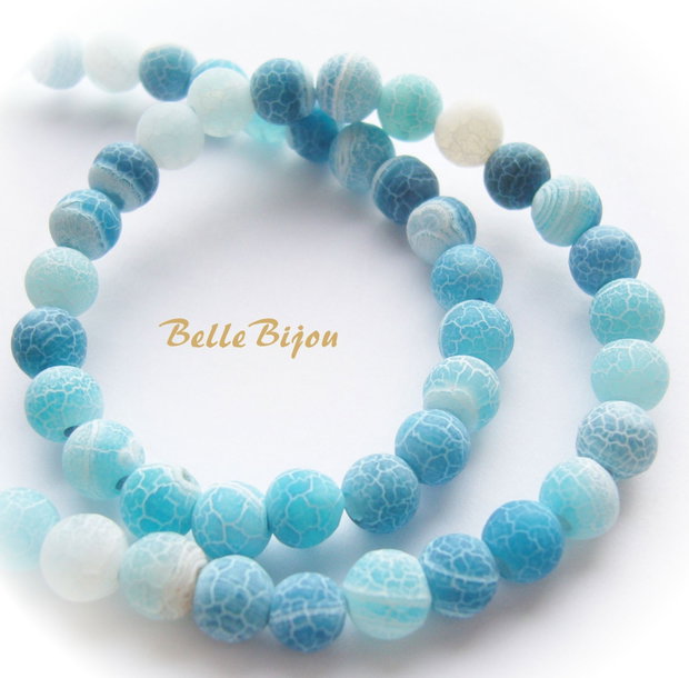 Agate frosted albastre aprox 6 mm