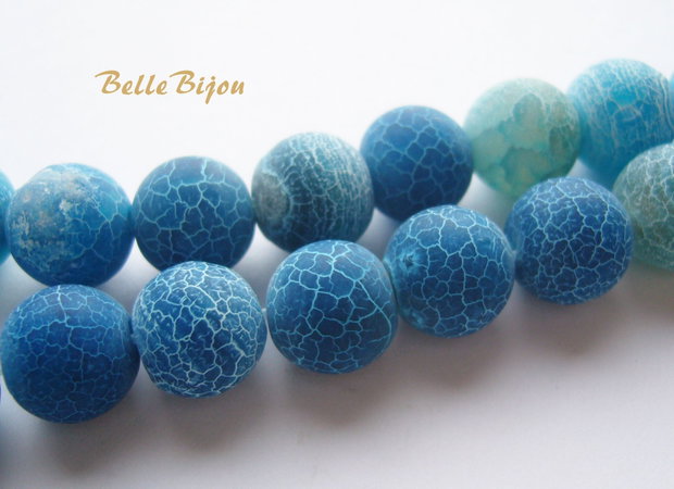 Agate frosted albastre aprox 10 mm