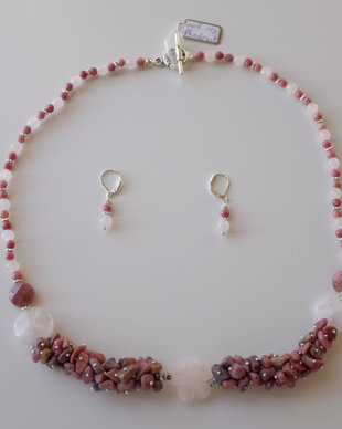 SET RHODONIT SI CUART ROZ-2- VANDUT