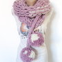 Sal - fular - capa Liliac Brumat - lila cu alb
