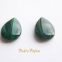 2 buc Briolete din malachit NATURAL 4.5x8x18 mm