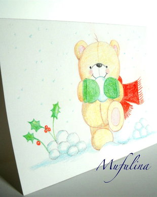 Felicitare de iarna- cute teddy