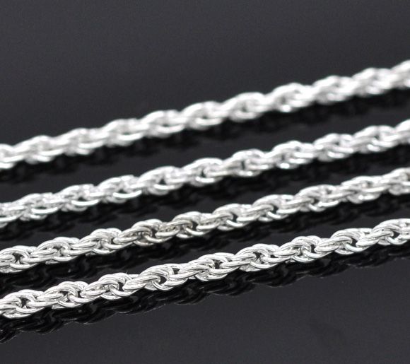 80cm Lant placat argint rasucit 2mm x 0,45mm (SP0078)