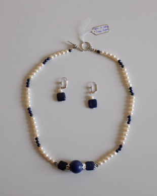 SET-LAPIS-LAZULI SI PERLE DE CULTURA