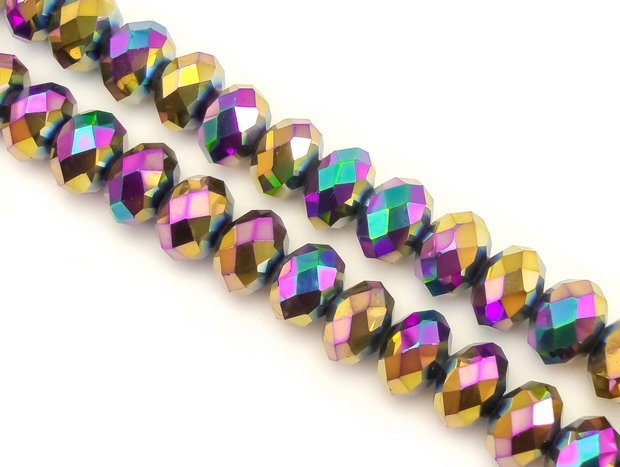 Margele de sticla, rondele fatetate, 12x8,5 mm (cod 19-156)