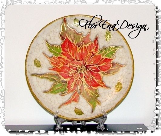 D0210 Craciunita - farfurie decorativa din lemn