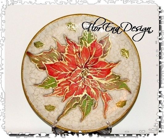 D0210 Craciunita - farfurie decorativa din lemn