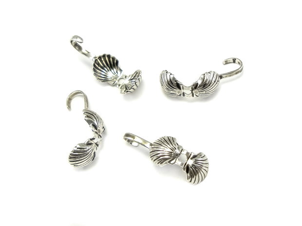 Cupa nod scoica, placata cu argint antichizat, 9x5 mm – 2 buc. (cod 12-12)