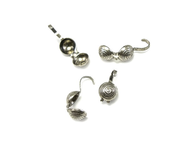 Cupa nod spirala, placata cu argint antichizat, 9x5 mm – 2 buc (cod 12-13)