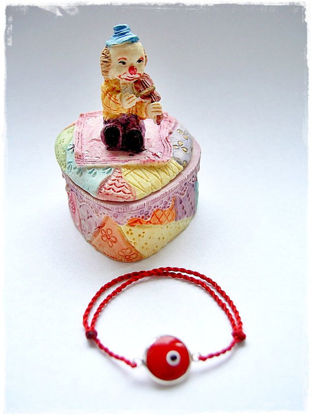 Bratara norocoasa bebelusi cu evil eye argint ~rosu+ cutiuta cadou Clowns