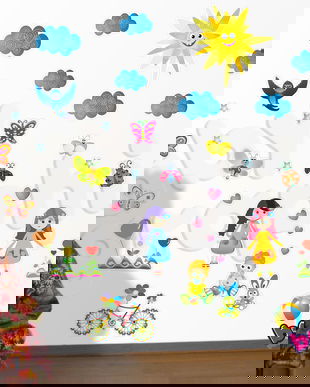 Set autocolante pentru copii (wall stickers) Fluturasi pentru perete (pasari, flori, mamarute, etc) - by babygraphics