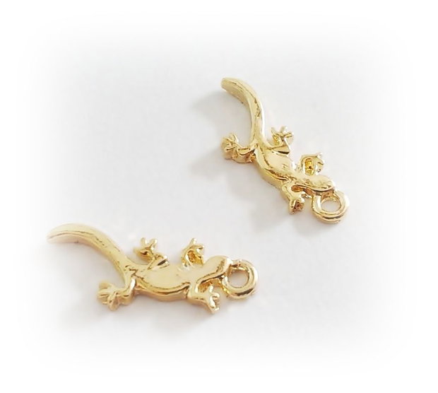1b Charm placat aur Lizard  19 x 7mm