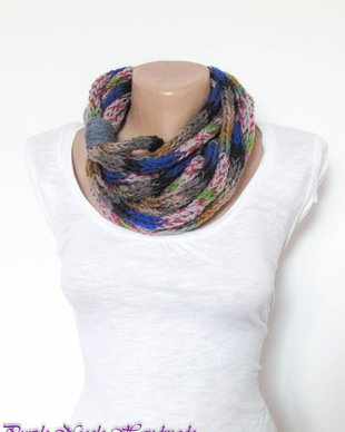 Neckwarmer circular tuburi Picatele Gri