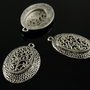 N672 Charms oval argintiu antic, 38x25mm