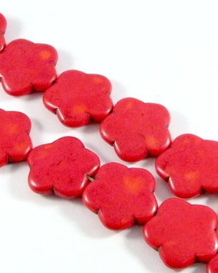 3000- 12 buc Howlit floare rosu 24x24x6mm