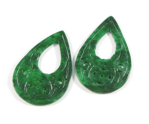 3024 - 2 buc Pandantiv charm jad verde 39x25mm