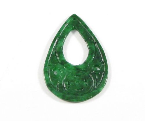 3024 - 2 buc Pandantiv charm jad verde 39x25mm