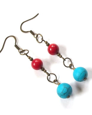 Cercei coral si howlite vopsit 184