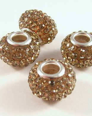 3055 - (8buc) Margele pandora cu rhinestones 14-15x9mm