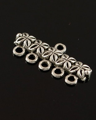 N710 Conector 5 siruri, argintiu antic, 12x25mm
