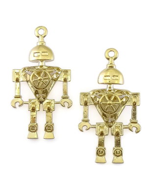 Pandantiv robot, auriu, 46x25 mm (cod 11-177)