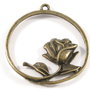 3145 - 2buc Pandantiv charms trandafir bronz