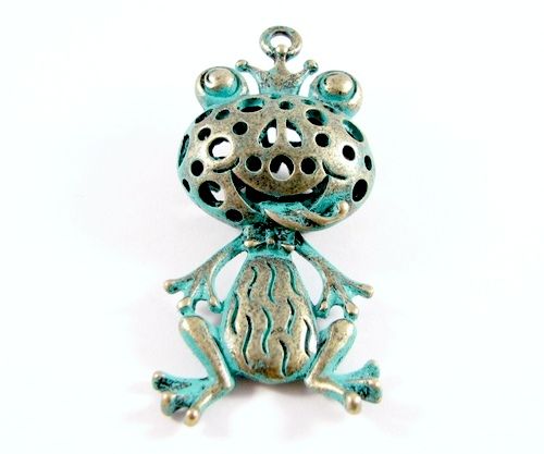 3144 - Pandantiv 3D broasca bronz verdigris